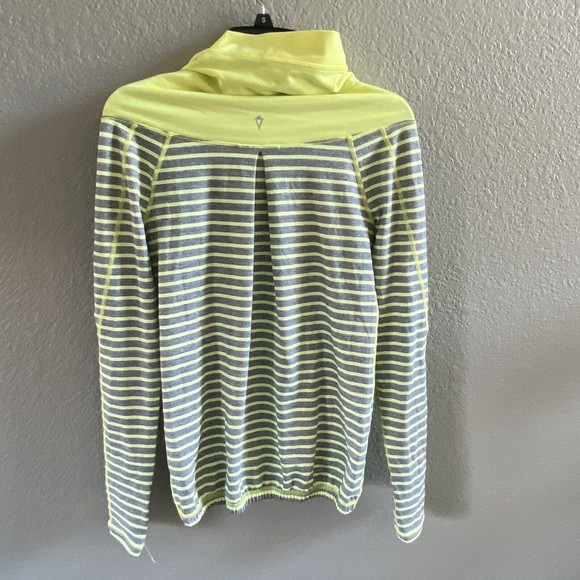 Ivivva By Lululemon Girls 14 Cowl Neck Pullover Yellow Grey Striped Long Sleeve - Picture 2 of 10